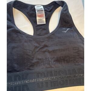 Gymshark Women's Sports Bra M Black Racerback Medium Support Wireless Logo